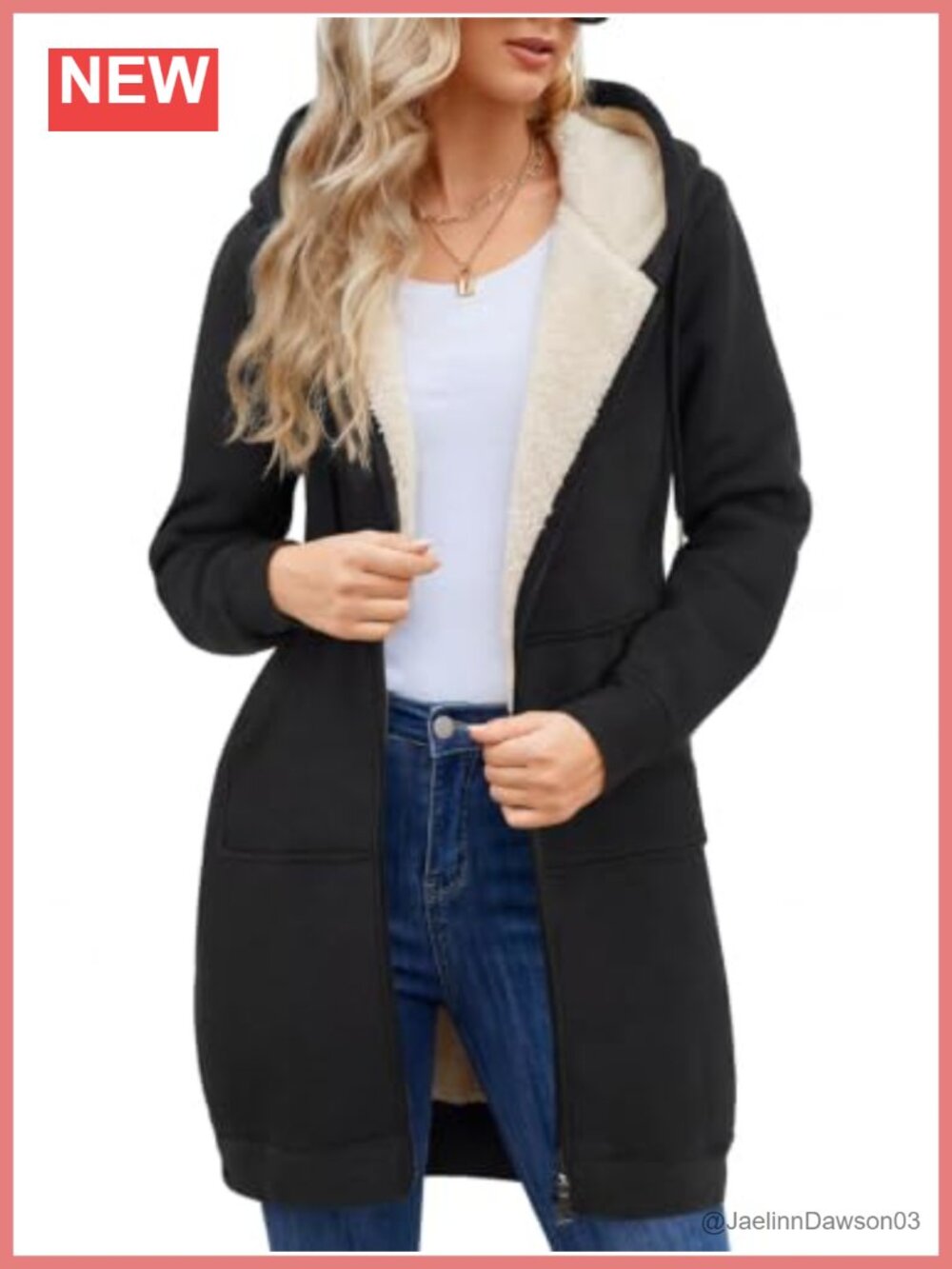 Women's Zip Up Fleece Hoodie Long Winter Jacket with Pockets